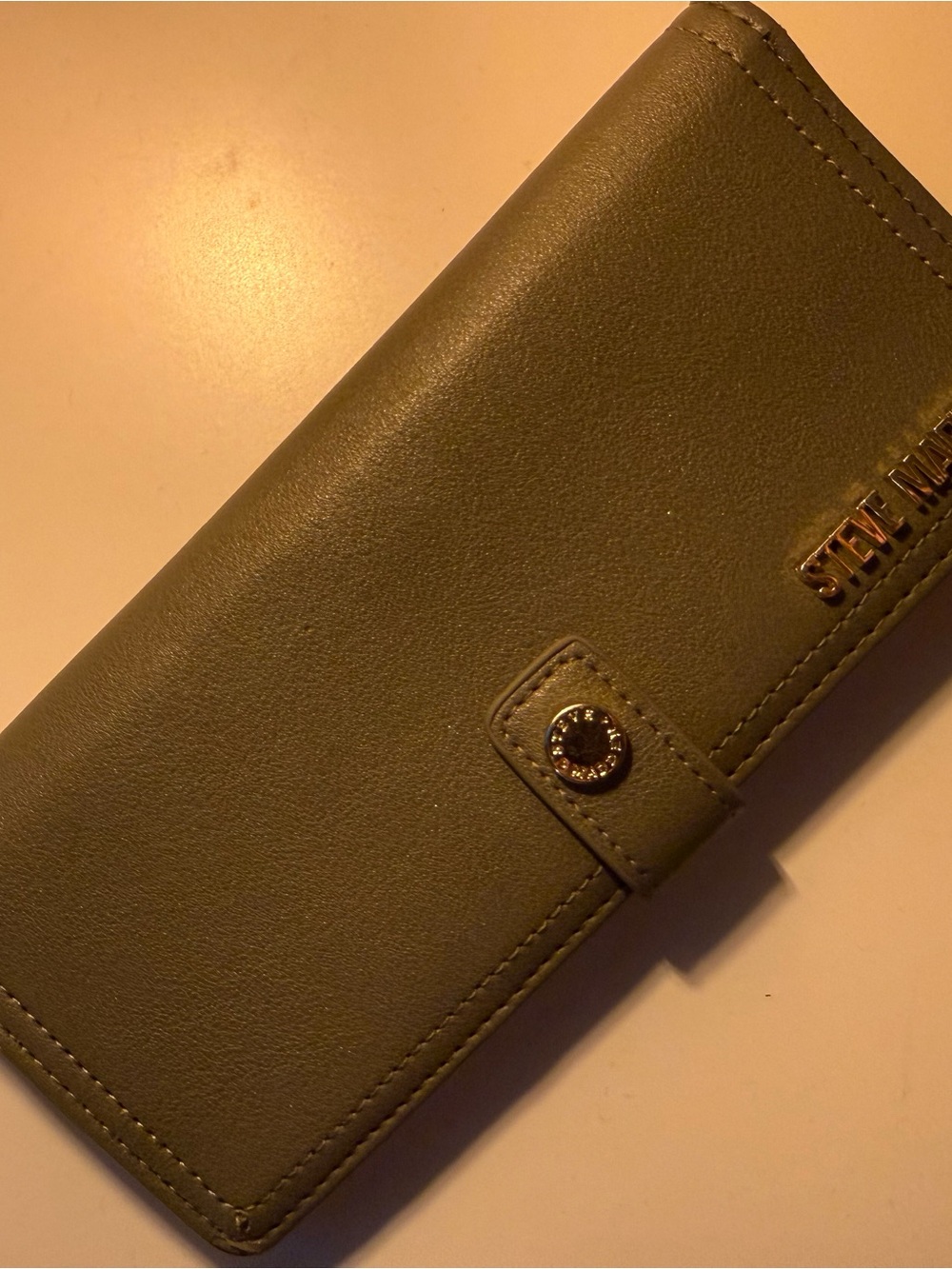 Steve Madden Olive Green Long Snap Wallet with Gold Logo